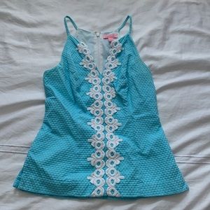 Lilly Pulitzer Baby Blue and White Top Size 00